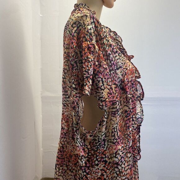 First Option Too Women Short Sleeve Button Up Floral Blouse Multicolored Sz 3X - Picture 8 of 9